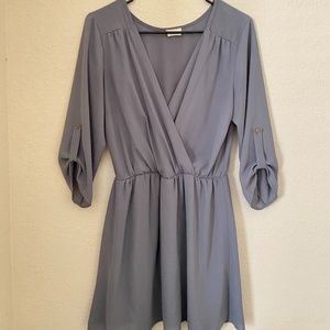 V Neck Soft Mid-Sleeve Chiffon Dress
